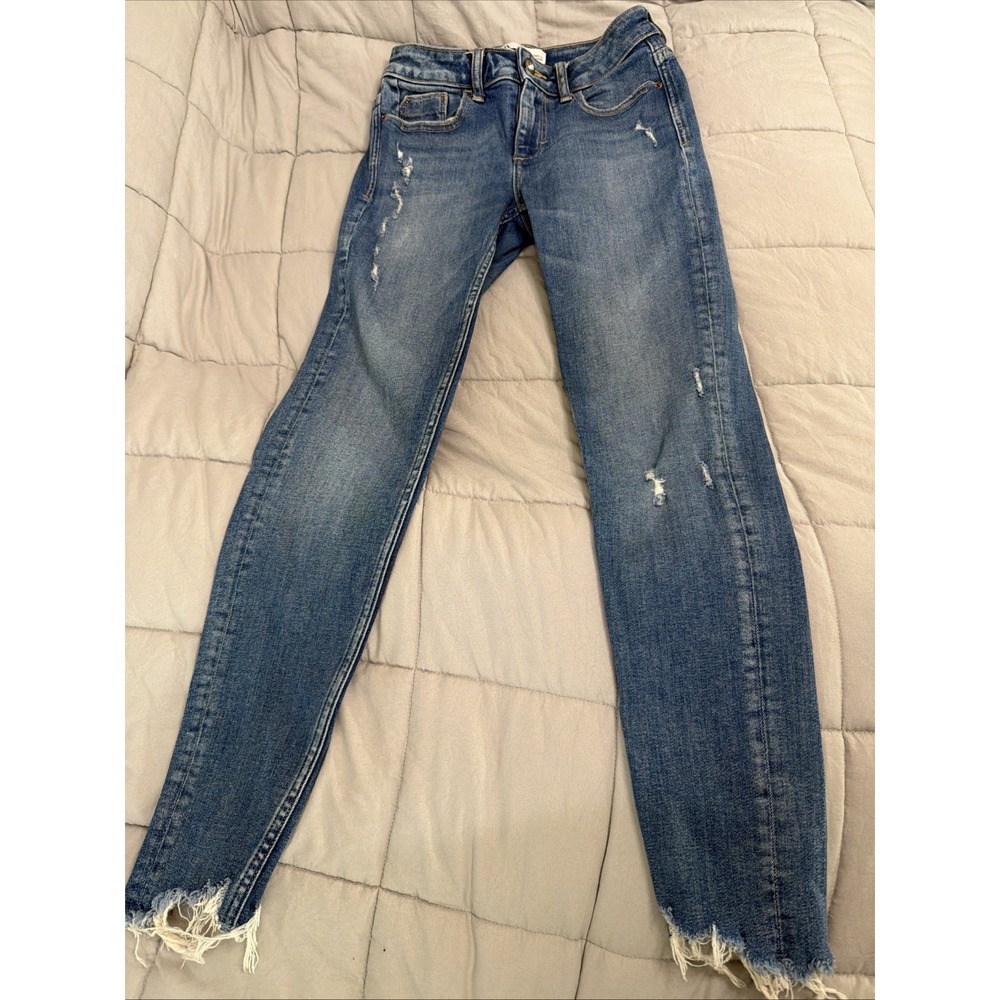 Zara Jeans‎ Size 2 Womens Skinny Mid Rise Medium Wash Blue Denim